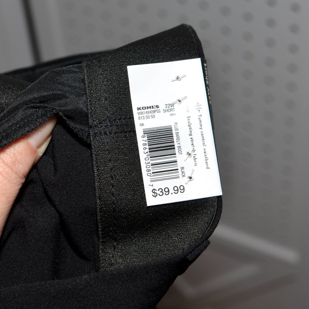 Plus Size 22W Short Nine West Black High Rise Barely Bootcut Dress Pants NWT - Picture 10 of 11